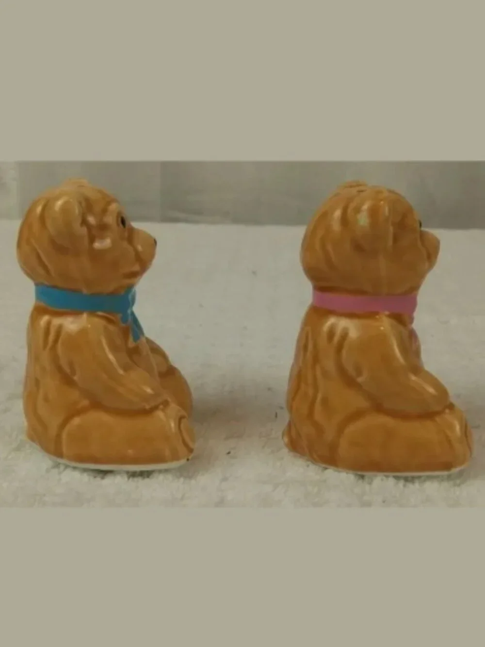 Vintage Ceramic‎ Teddy Bear Bows Salt Pepper Shakers 2.5